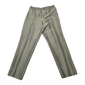 Liz Claiborne Size 28X30 Womens 100% Silk High Waist Green Lined Dress Pant